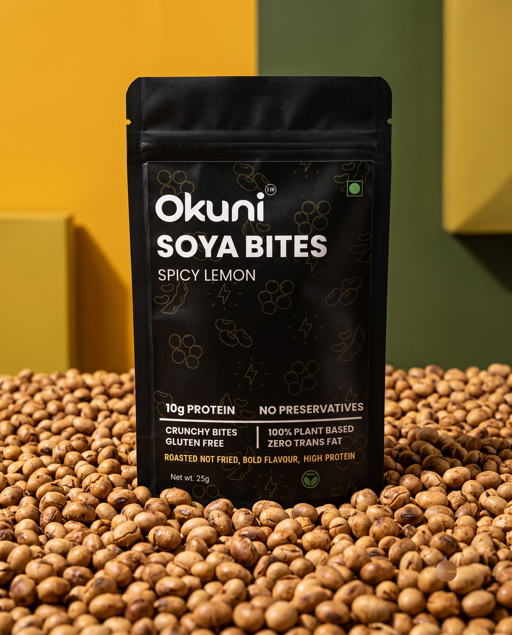 Okuni Roasted Soya Bites - Spicy Lemon | High Protein Snack (Pack of 1)